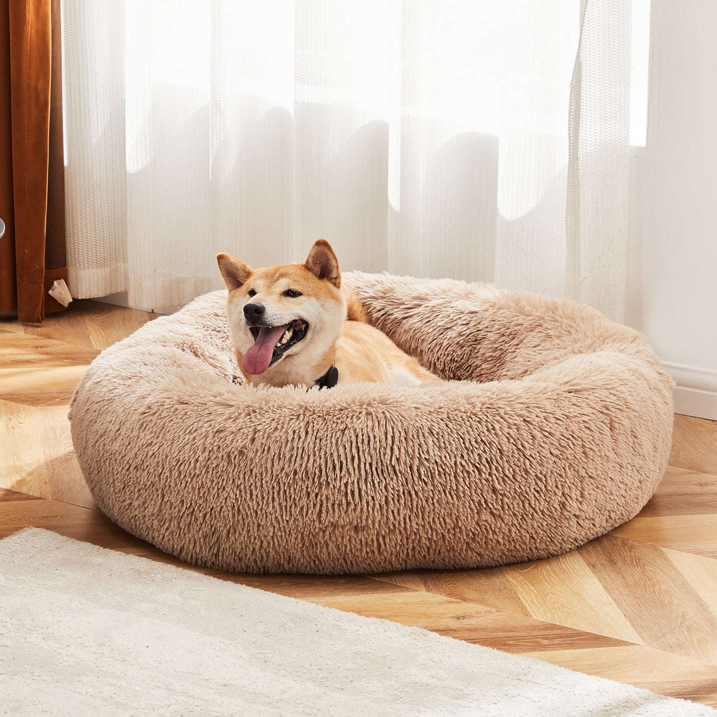 Sweetcrispy - Anti-Slip Round Plush Bed for Dogs and Cats - Large and X Large