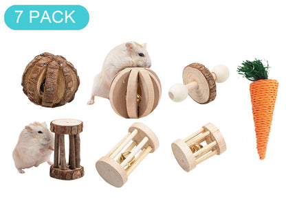 Natural Wooden Chew Toys Sets for Guinea Pigs and Hamsters