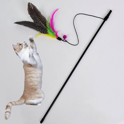 Feathered Bird Cat Teaser Tether and Rod