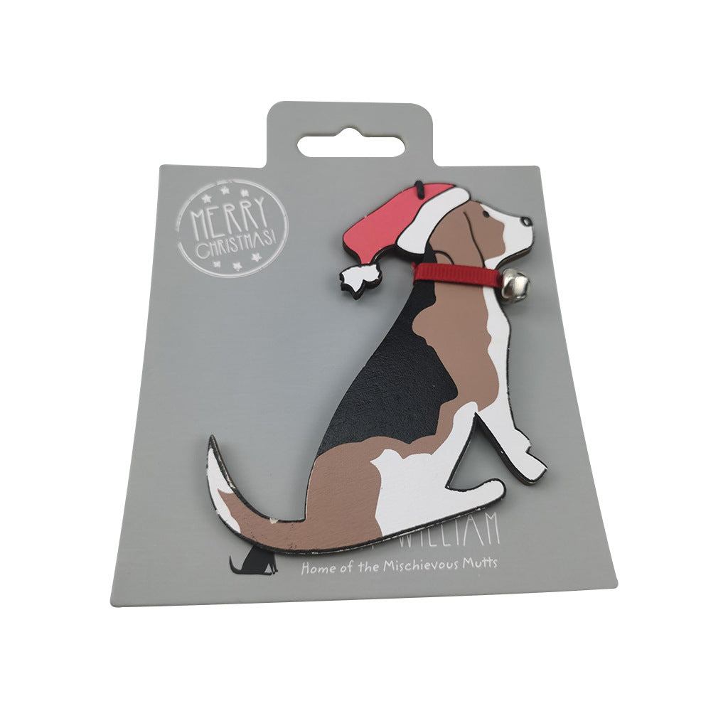 Wooden Dog Bell Christmas Ornament Pendant