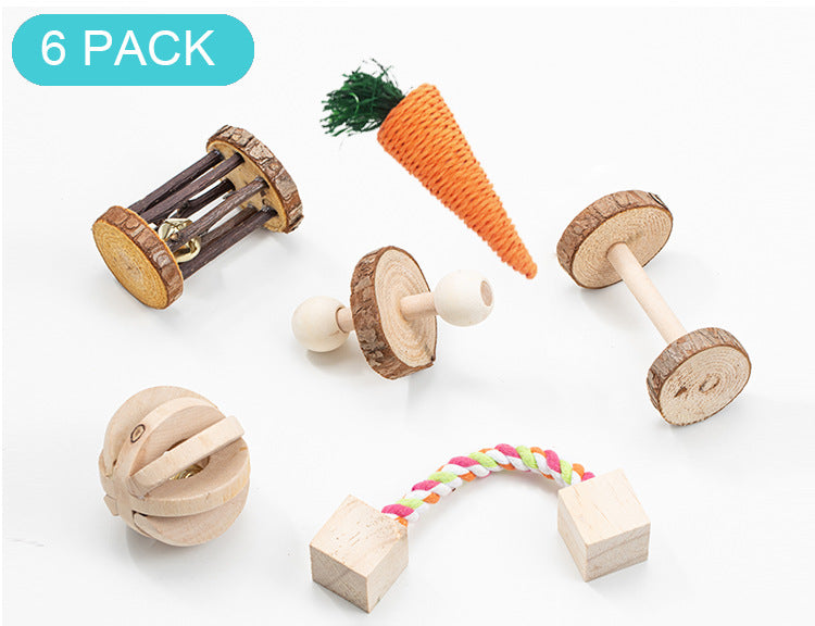 Natural Wooden Chew Toys Sets for Guinea Pigs and Hamsters