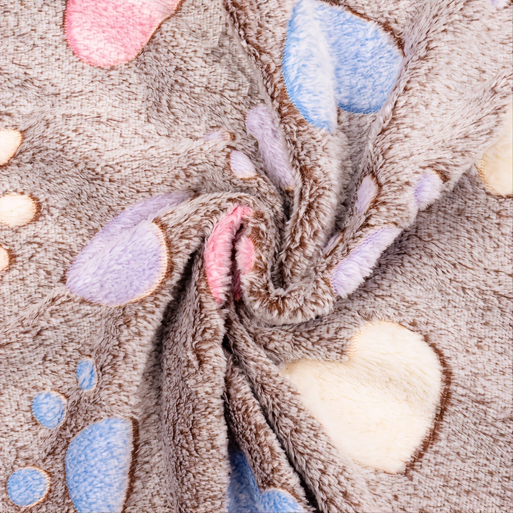 Colorful Hearts and Paw Prints Blanket for Dogs