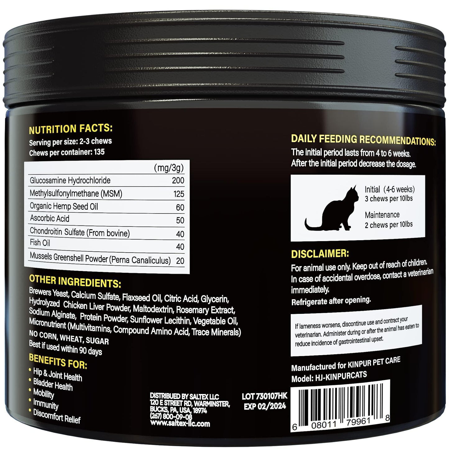 Kinpur - Natural Glucosamine Hip and Joint Support for Cats