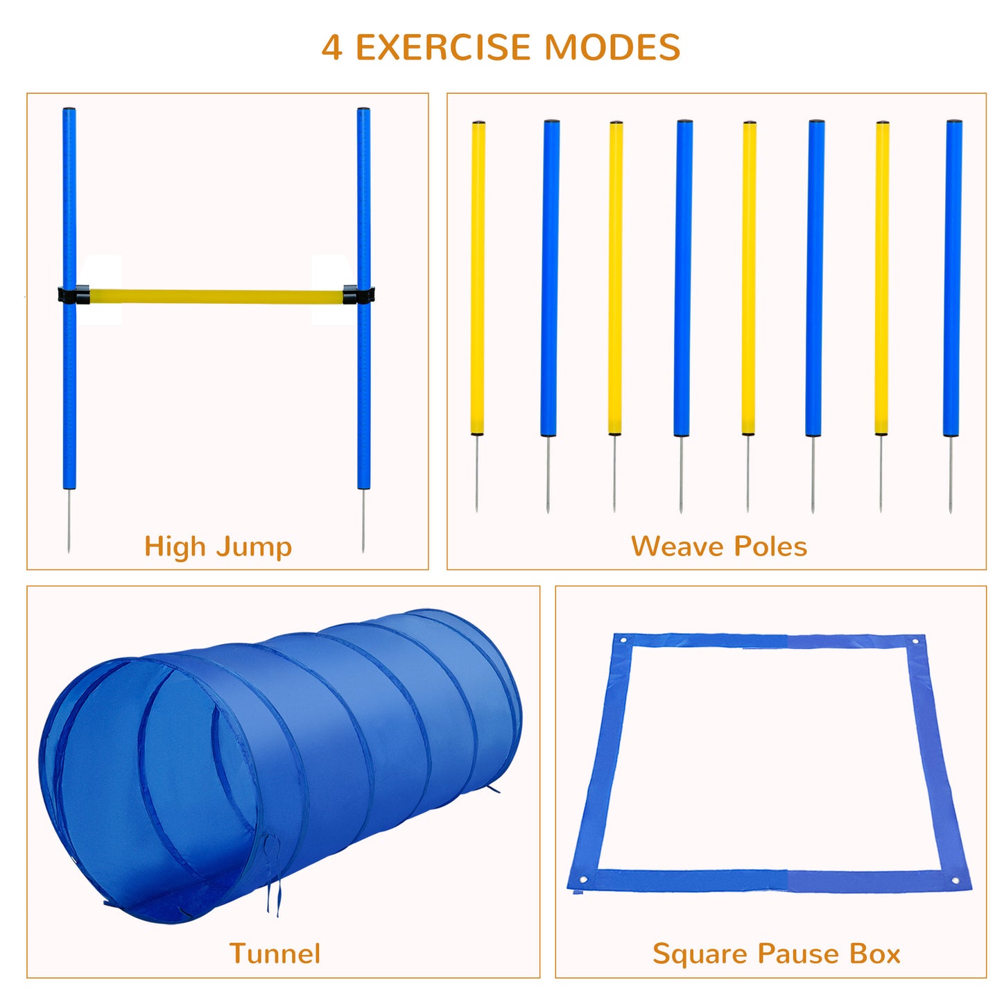 PawHut - 4PC Obstacle Agility Training Course for Dogs