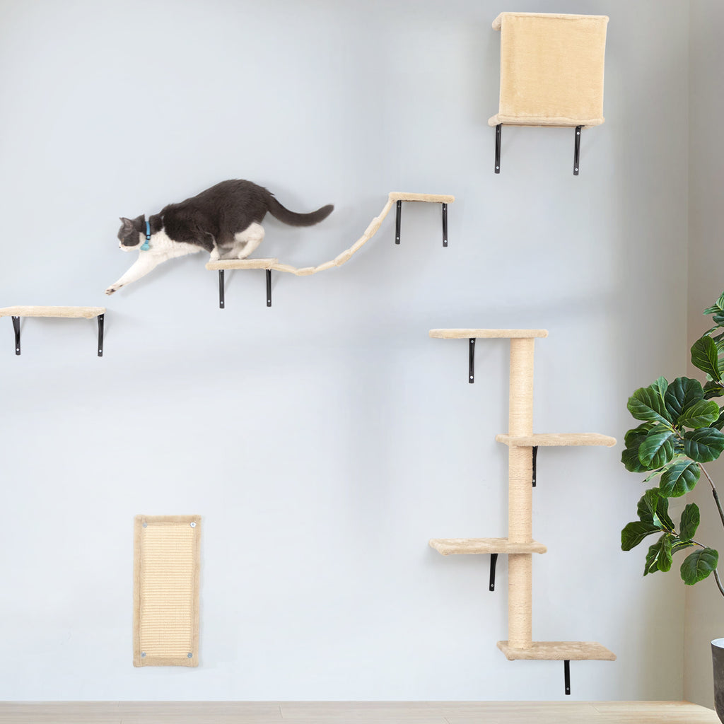 Wall Mounted Activity Tree with Scratching Post for Cats