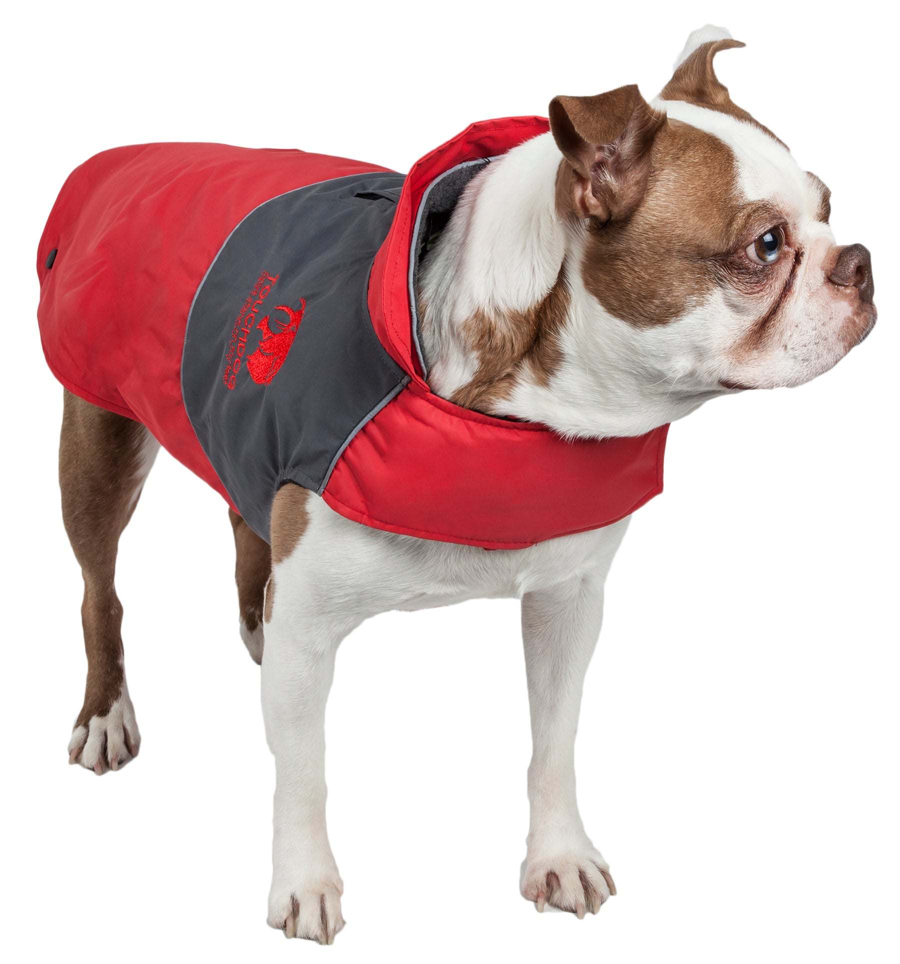 Touchdog Waterproof Convertible Dog Jacket-Red