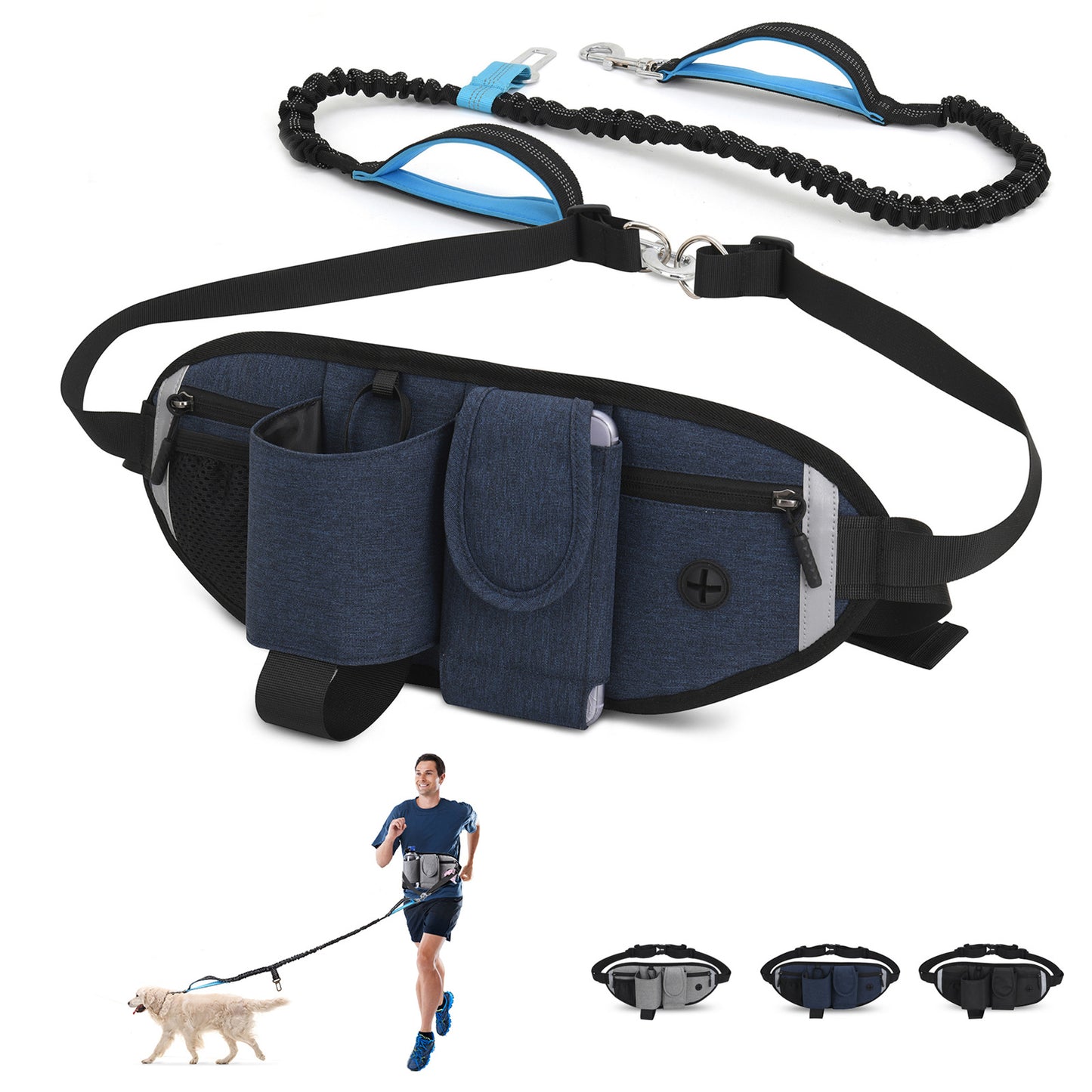 Reflective Bungee Hands Free Adjustable Dog Leash