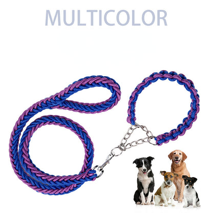 Eight-Strand Braided Collar Leash with Impact Chain for Dogs