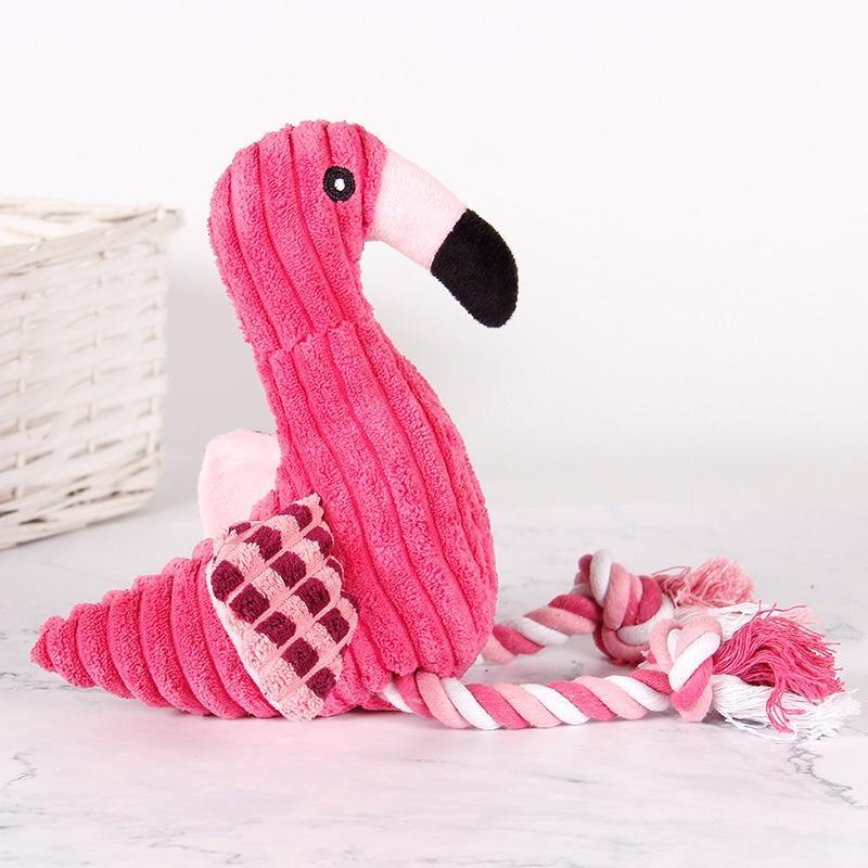 Plush Squeaking Pink Flamingo Dog Chew Toy