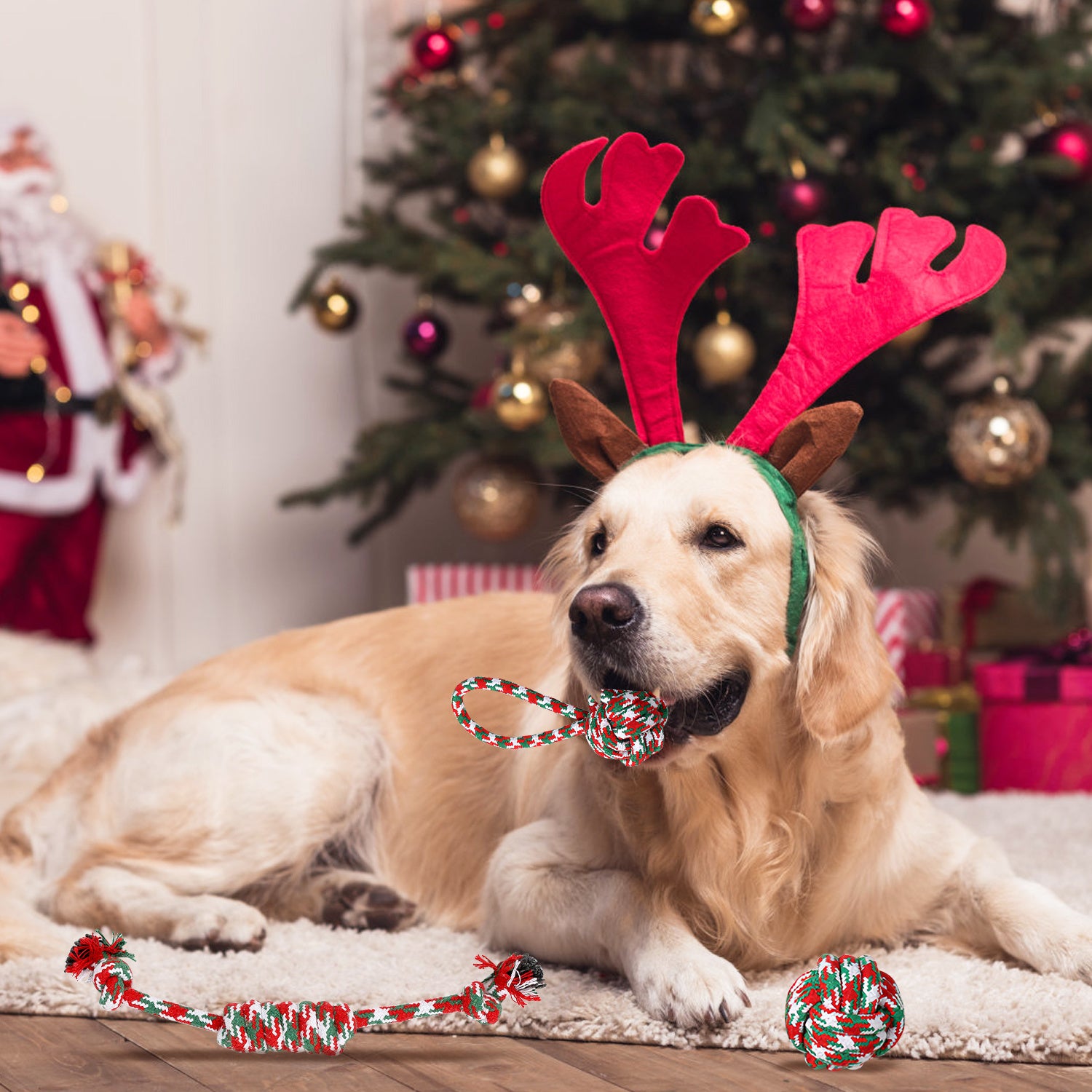 Christmas Style Rope Chews for Dogs 5Pcs