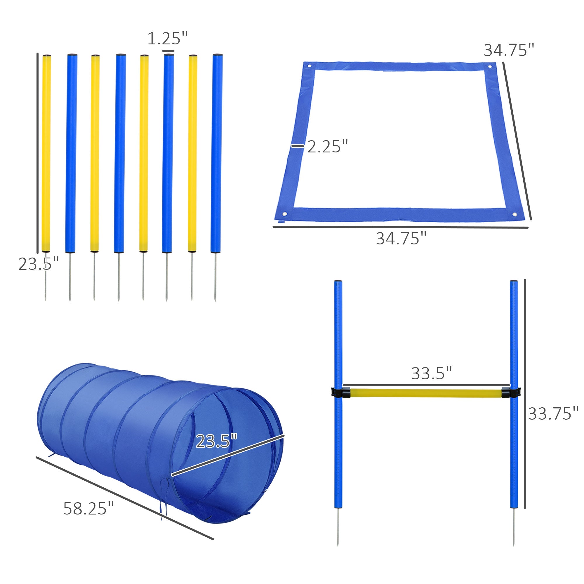 PawHut - 4PC Obstacle Agility Training Course for Dogs