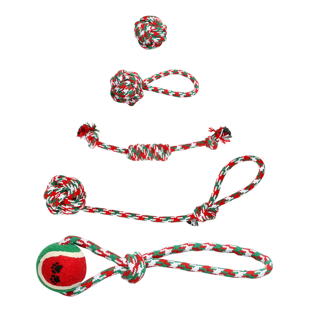 Christmas Style Rope Chews for Dogs 5Pcs