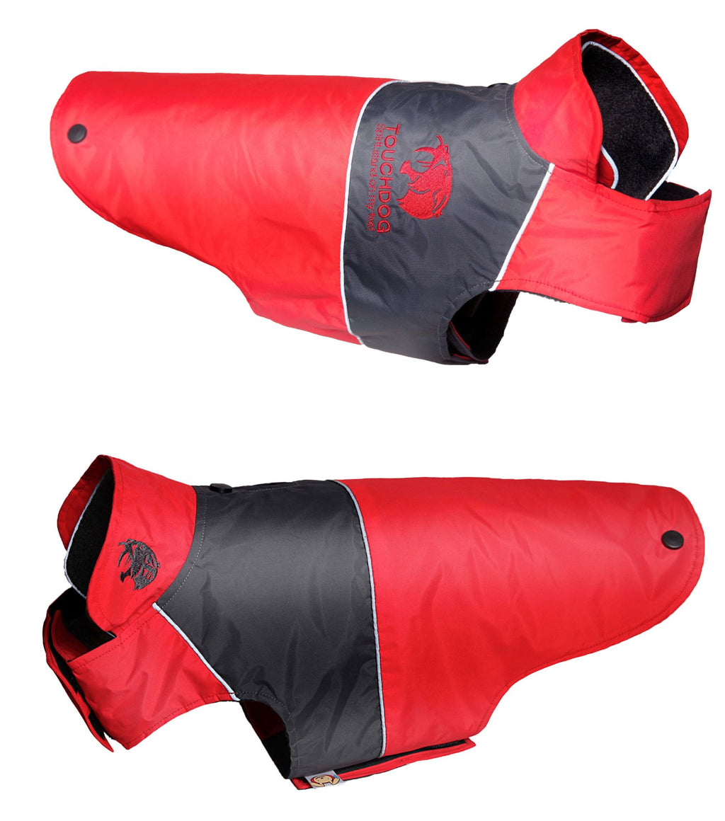 Touchdog Waterproof Convertible Dog Jacket-Red