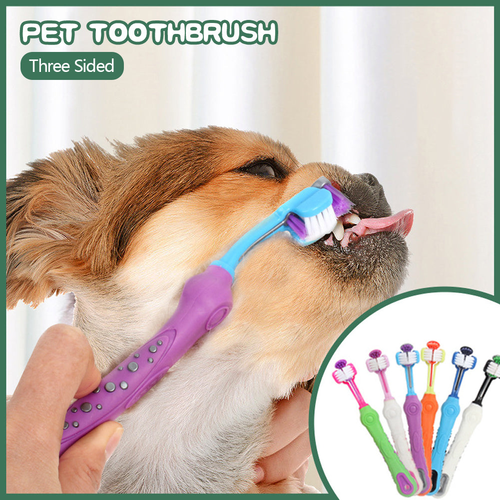 Multi-angle Three Sided Toothbrush for Dogs and Cats