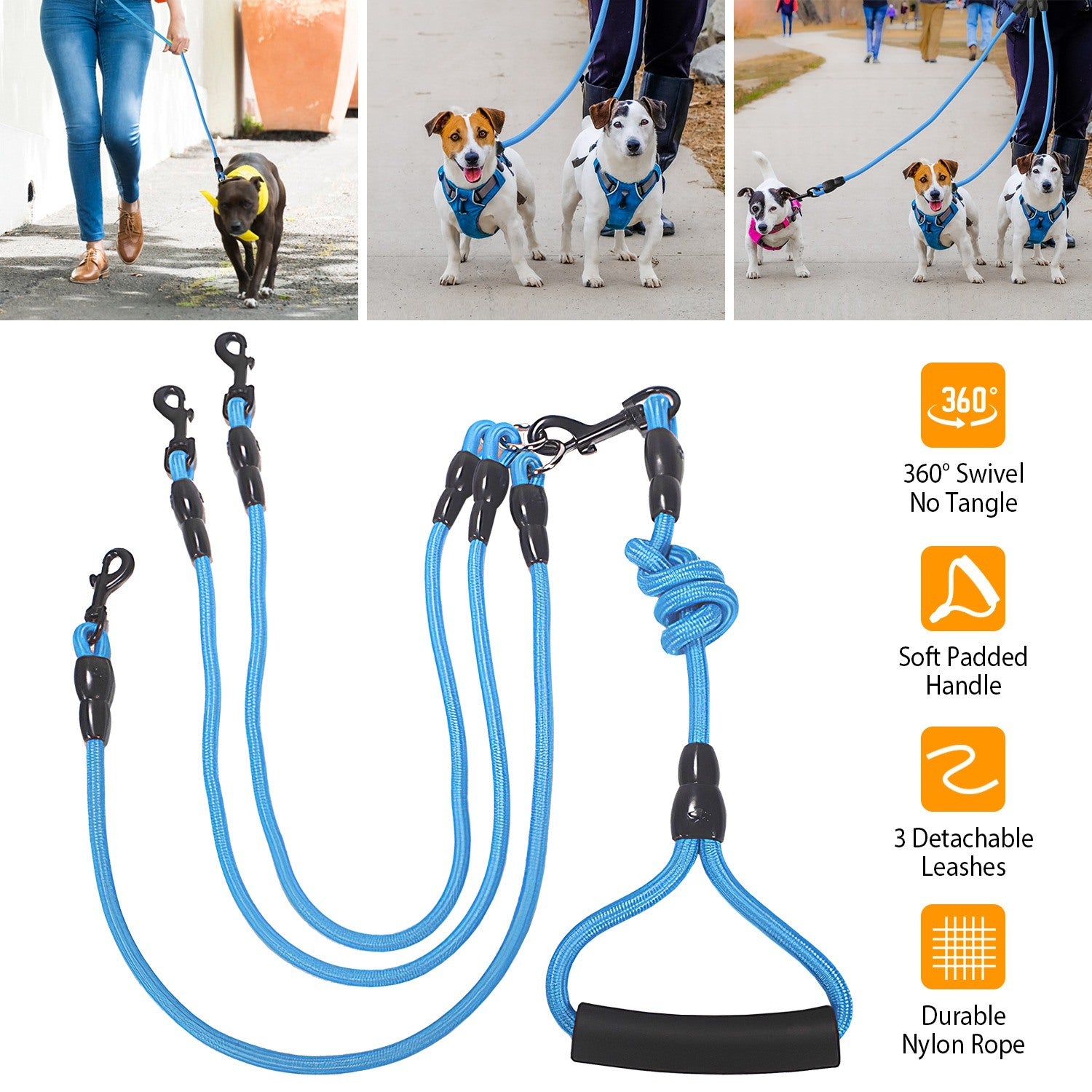 3 Dog Walking and Training Detachable Leash