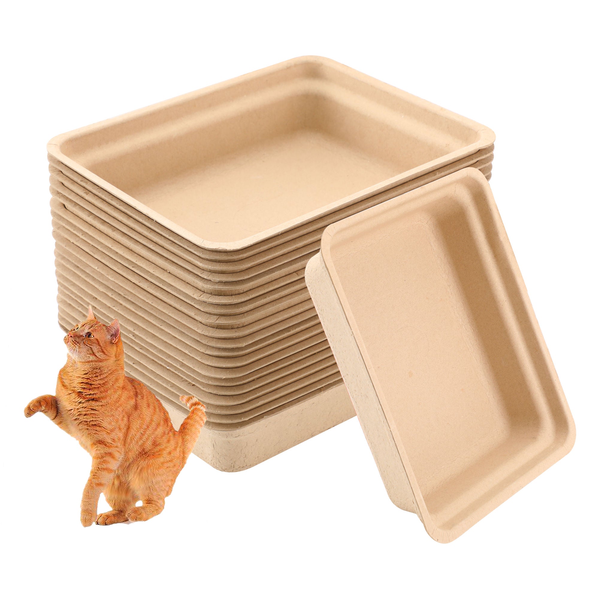 Eco Friendly 100% Recycled Paper Disposable Cat Litter Box Trays