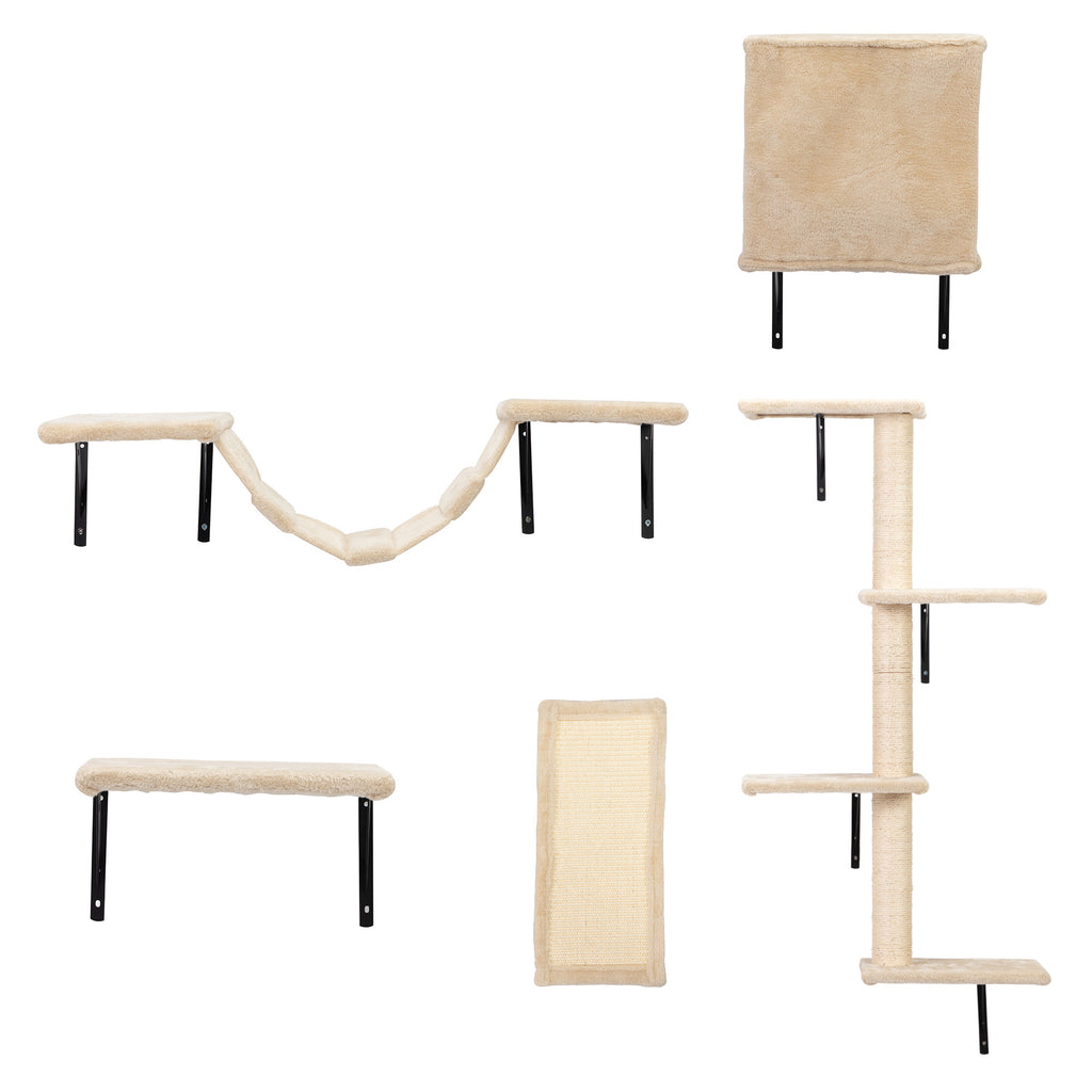Wall Mounted Activity Tree with Scratching Post for Cats