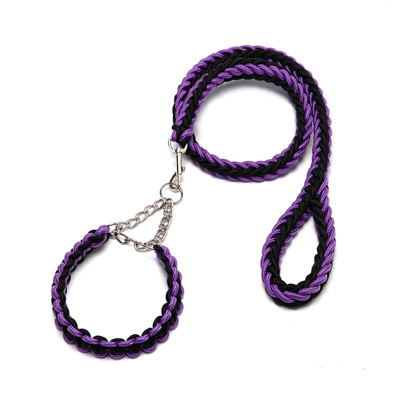 Eight-Strand Braided Collar Leash with Impact Chain for Dogs