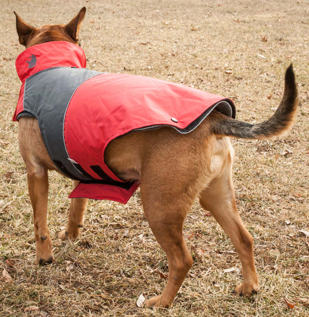 Touchdog Waterproof Convertible Dog Jacket-Red