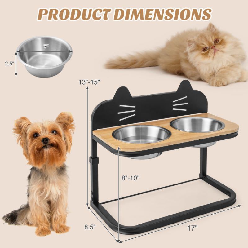 Adjustable Raised Dog Food and Water Station