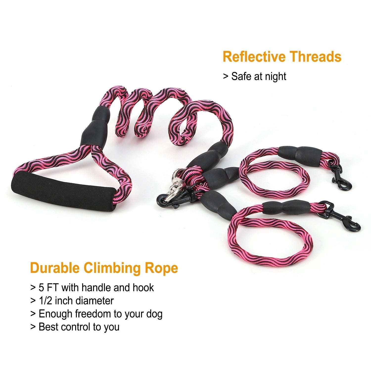 Tangle-Free Double Dog Reflective Leash