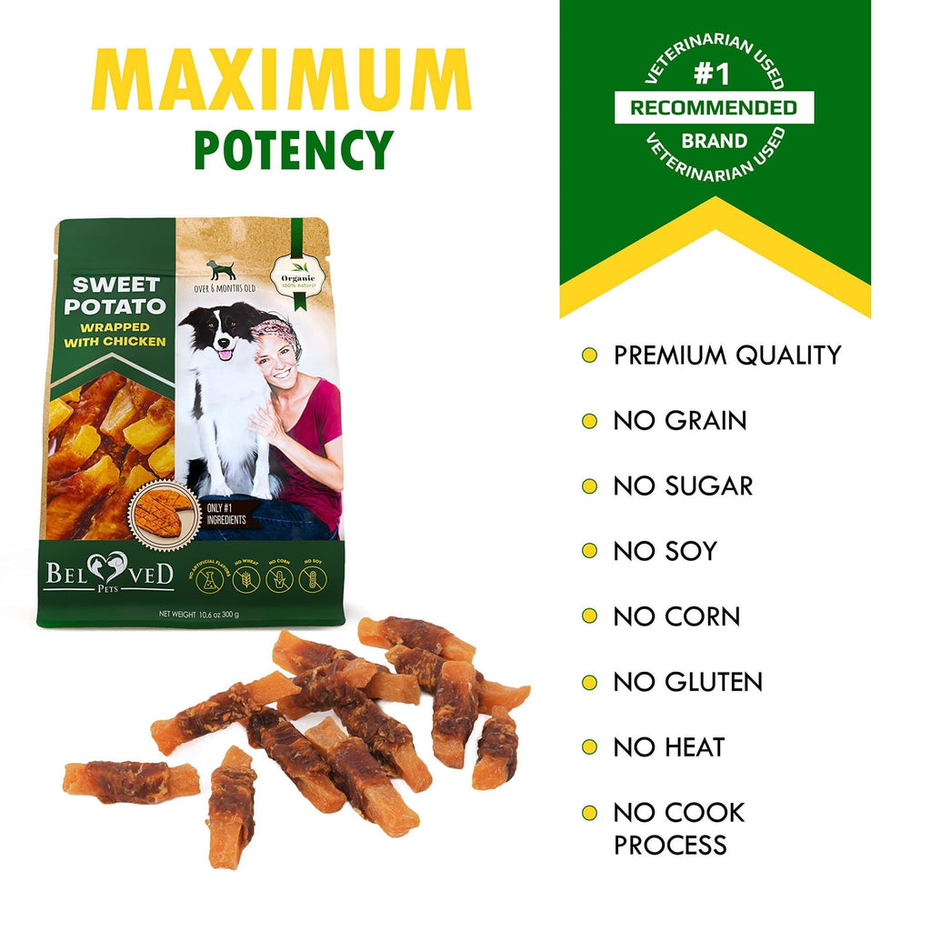 Natural Organic Sweet Potato Wrapped with Chicken Treats for Dogs