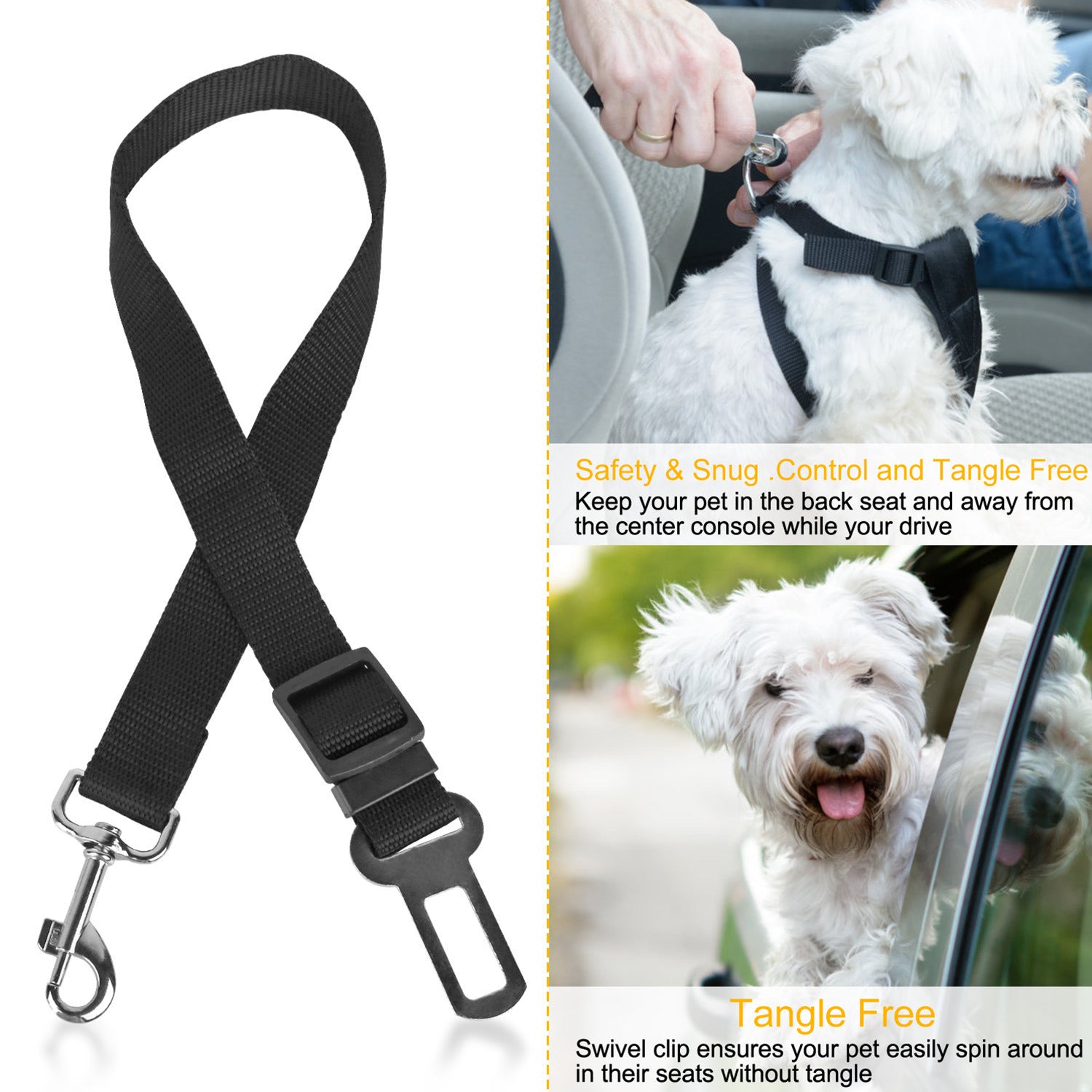 Vehicle Dog Safety Seat Belt Leash 2 pack