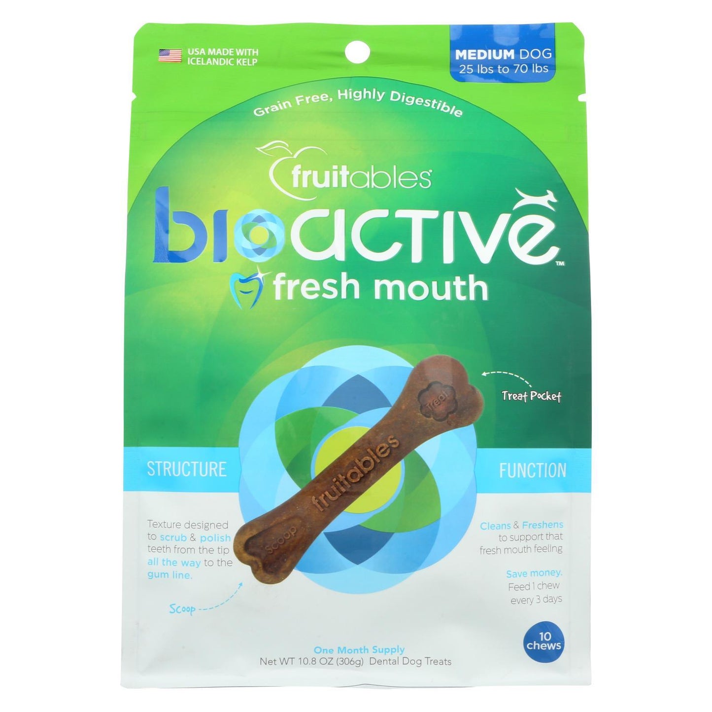 Fruitables - Bioactive Fresh Mouth Dental Treats for Dogs - Case Of 8 - 10.8 Oz