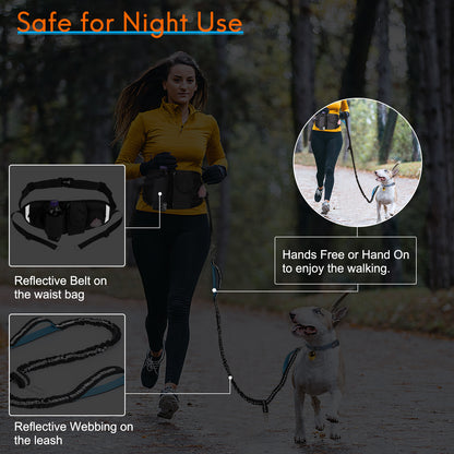 Reflective Bungee Hands Free Adjustable Dog Leash