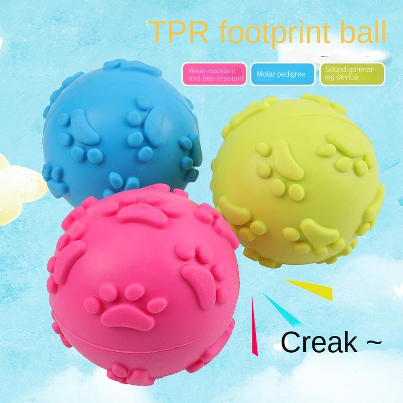 Paw Print Squeaker Dog Ball Toys - 3 Pack