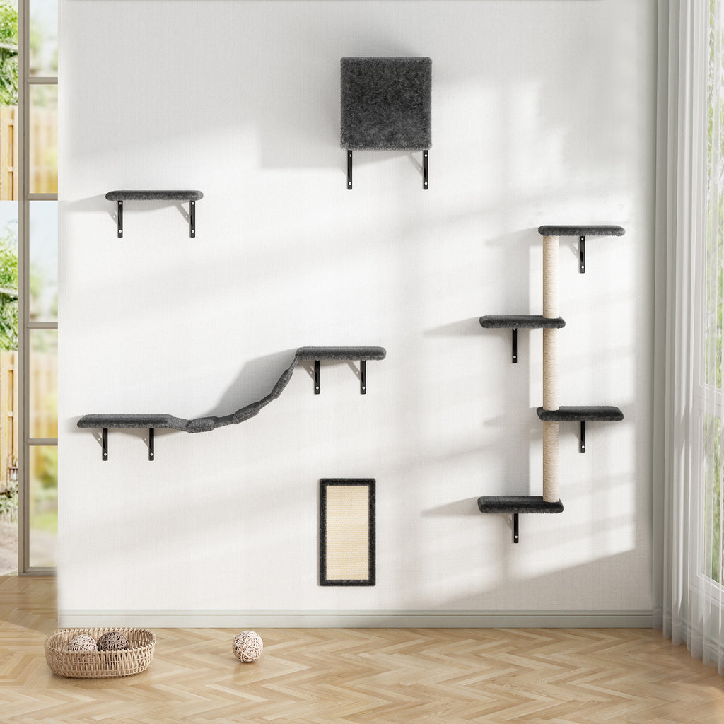 Wall Mounted Activity Tree with Scratching Post for Cats
