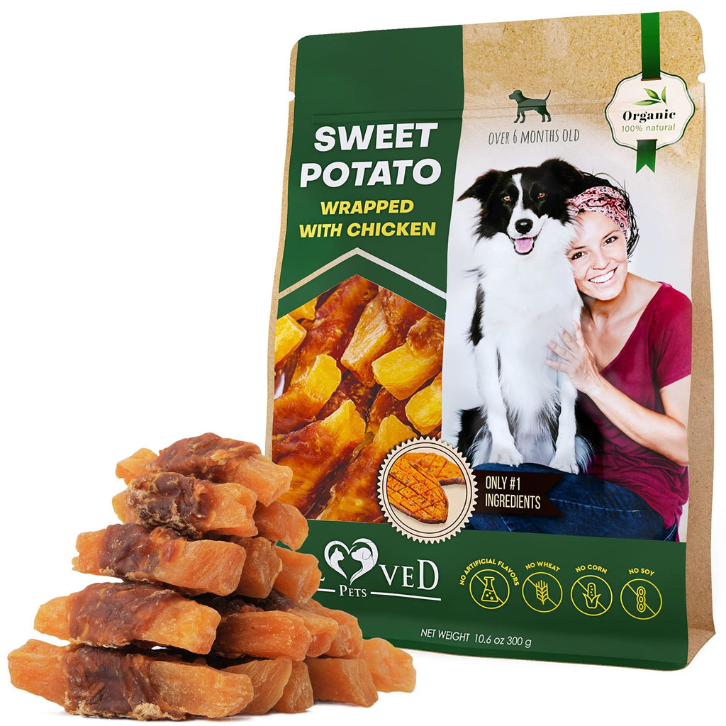 Natural Organic Sweet Potato Wrapped with Chicken Treats for Dogs