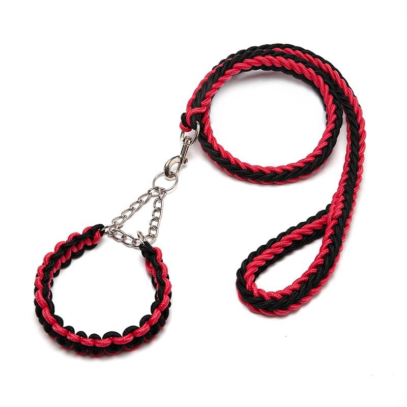 Eight-Strand Braided Collar Leash with Impact Chain for Dogs