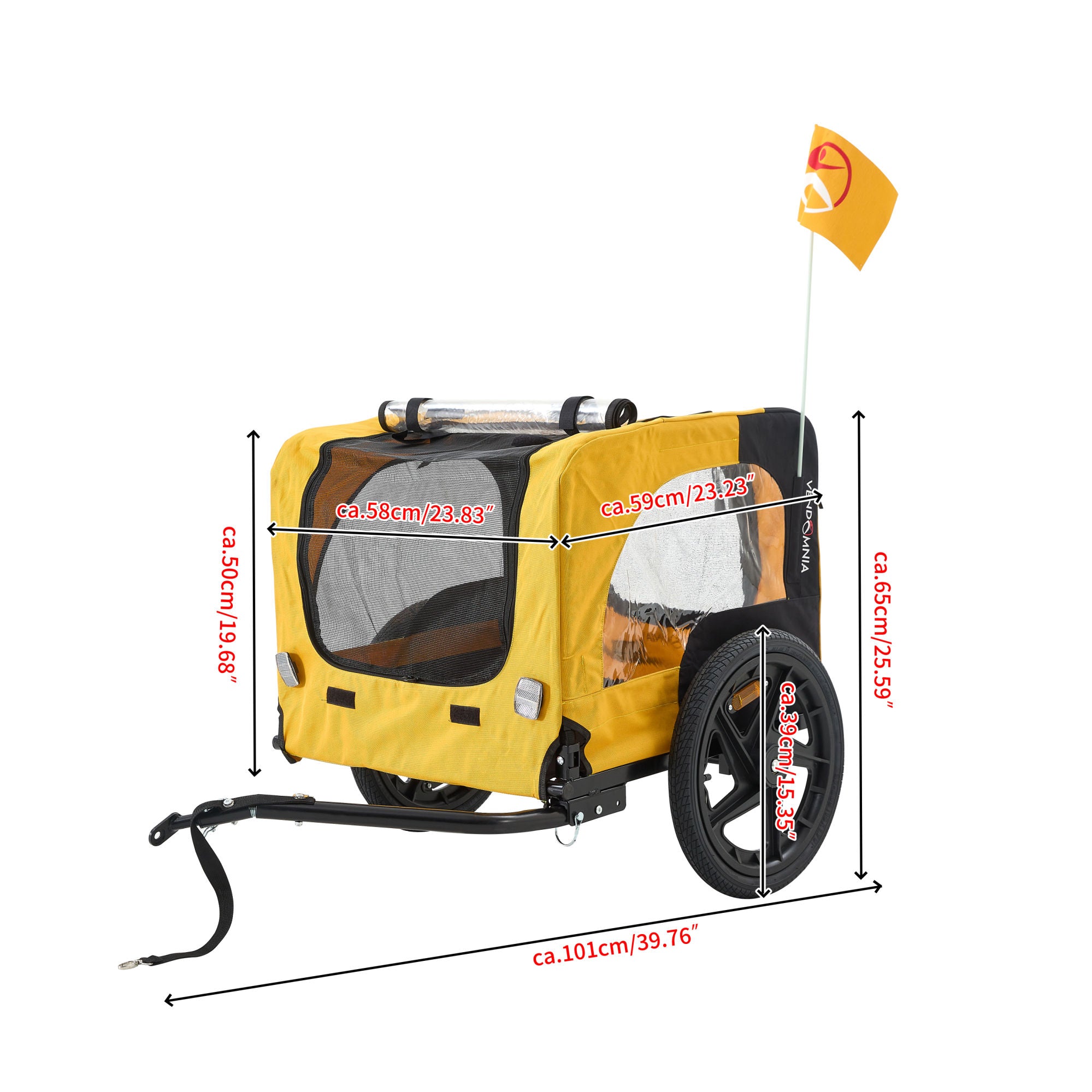 Heavy Duty Bicycle Trailer for Dogs - Yellow