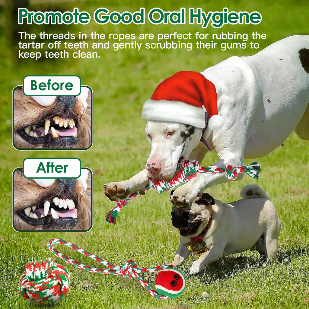 Christmas Style Rope Chews for Dogs 5Pcs