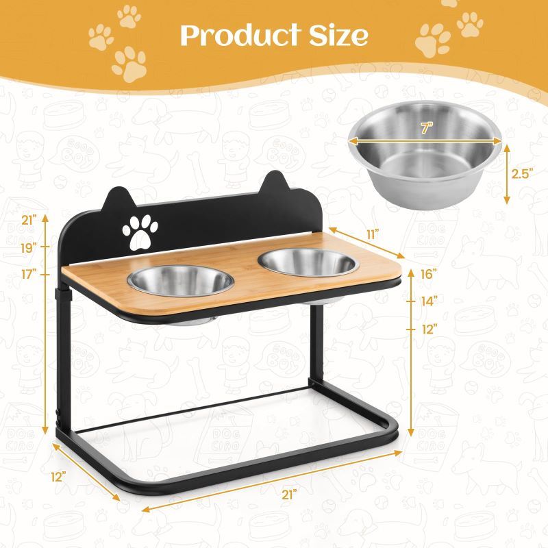 Adjustable Raised Dog Food and Water Station