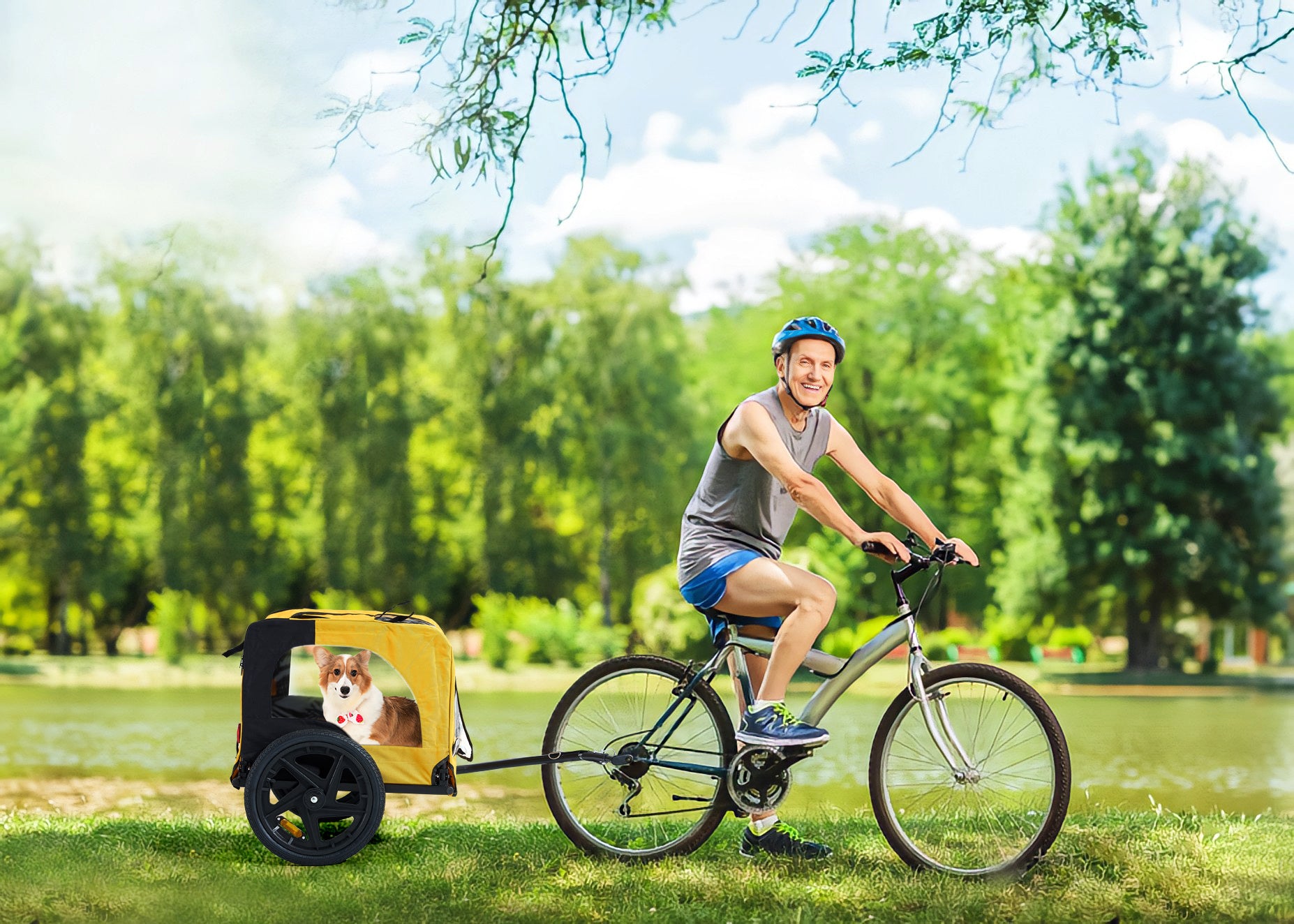 Heavy Duty Bicycle Trailer for Dogs - Yellow