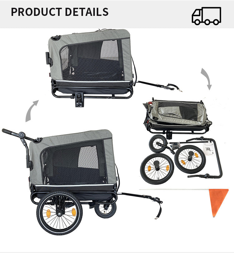 Heavy Duty Foldable Stroller Bicycle Trailer for Dogs