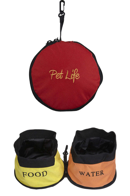 Zippered Double Food and Water Travel Dog Bowls