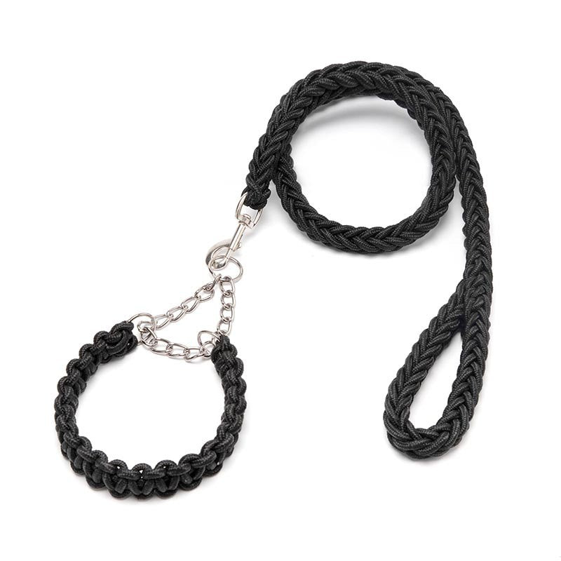 Eight-Strand Braided Collar Leash with Impact Chain for Dogs