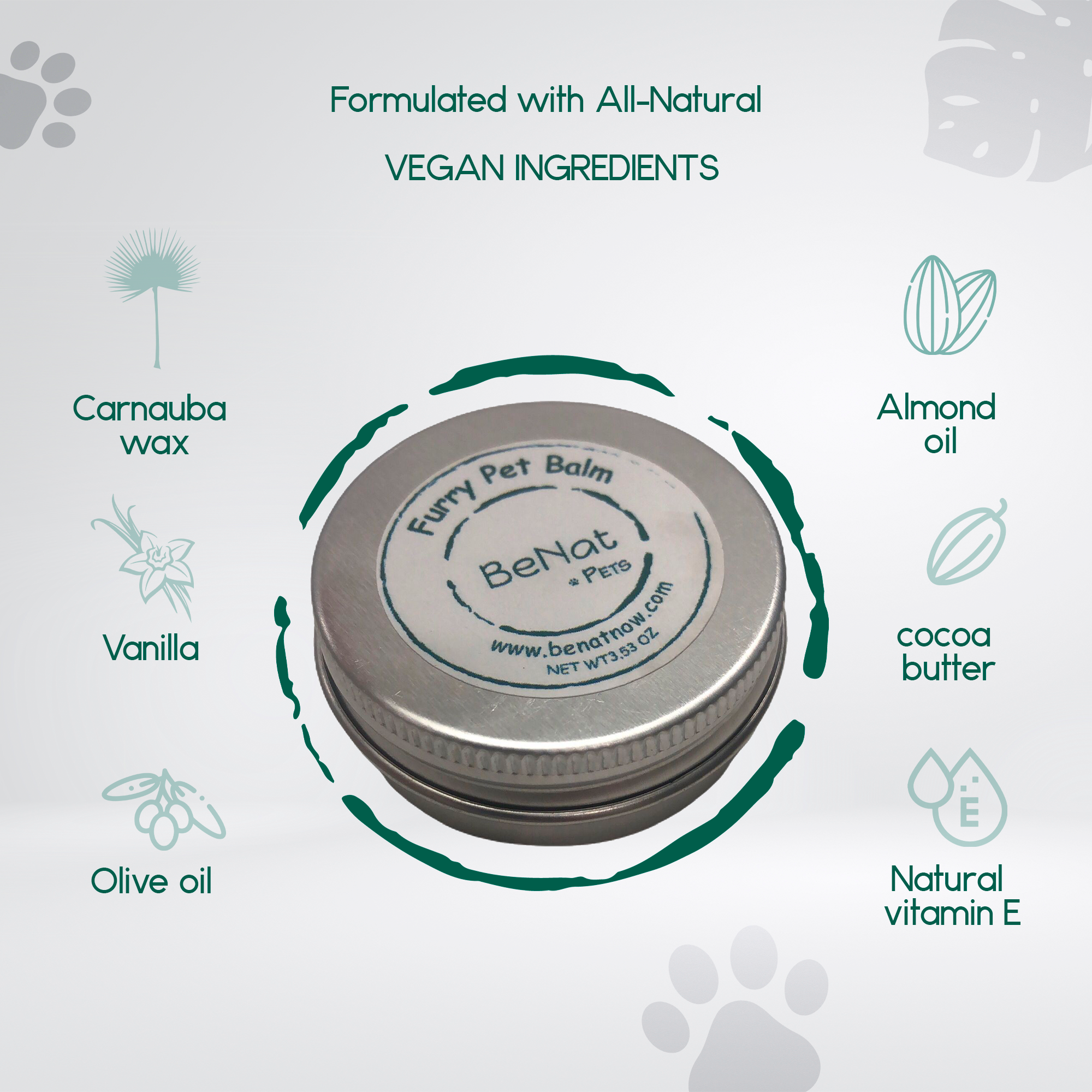 BeNat Pets - Furry Pet Nose and Paw Balm for Dogs