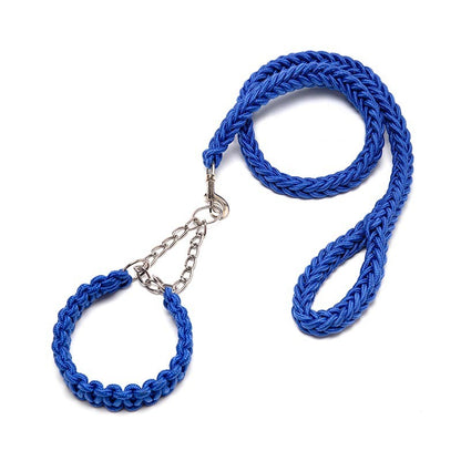 Eight-Strand Braided Collar Leash with Impact Chain for Dogs