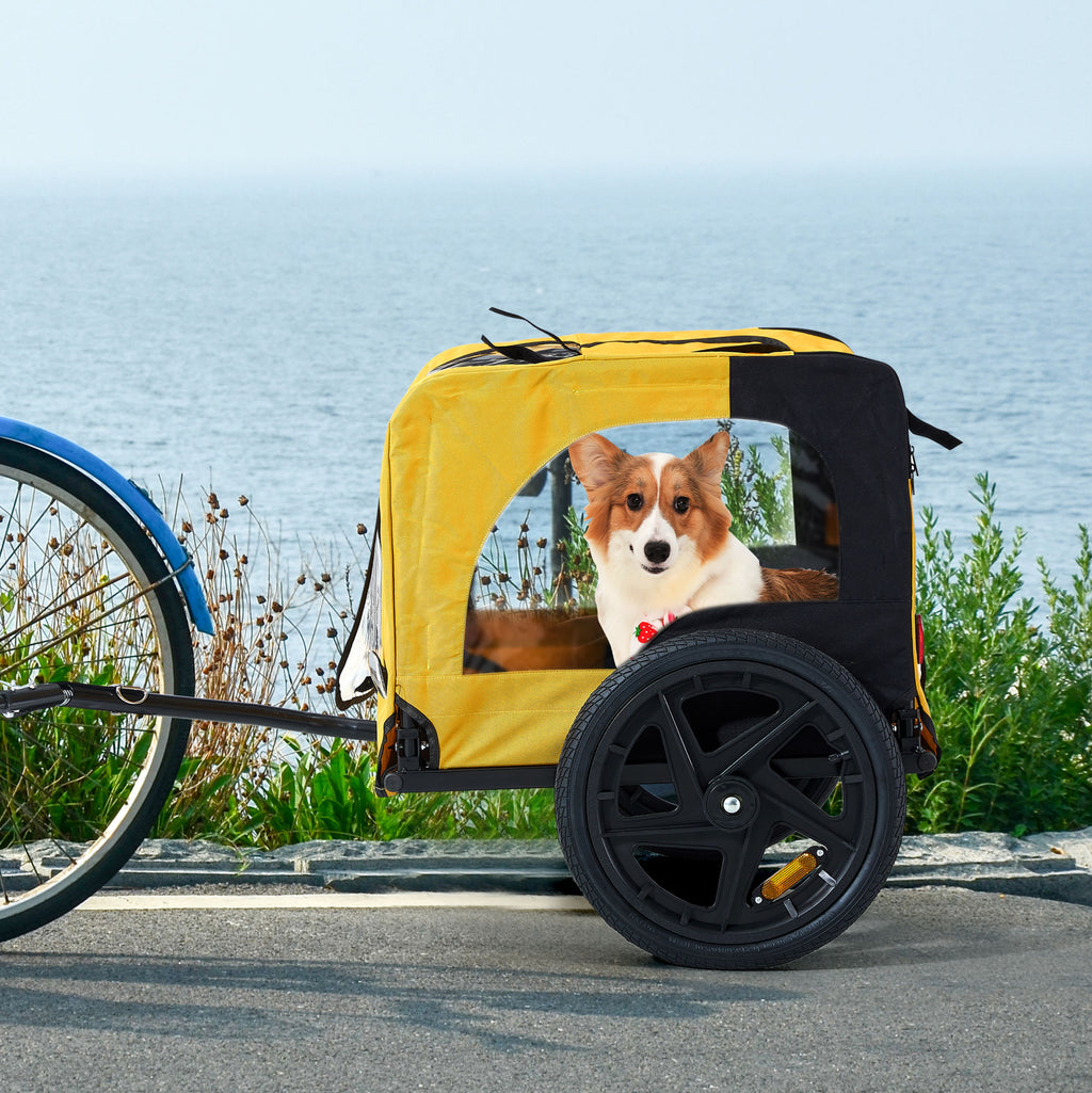 Heavy Duty Bicycle Trailer for Dogs - Yellow