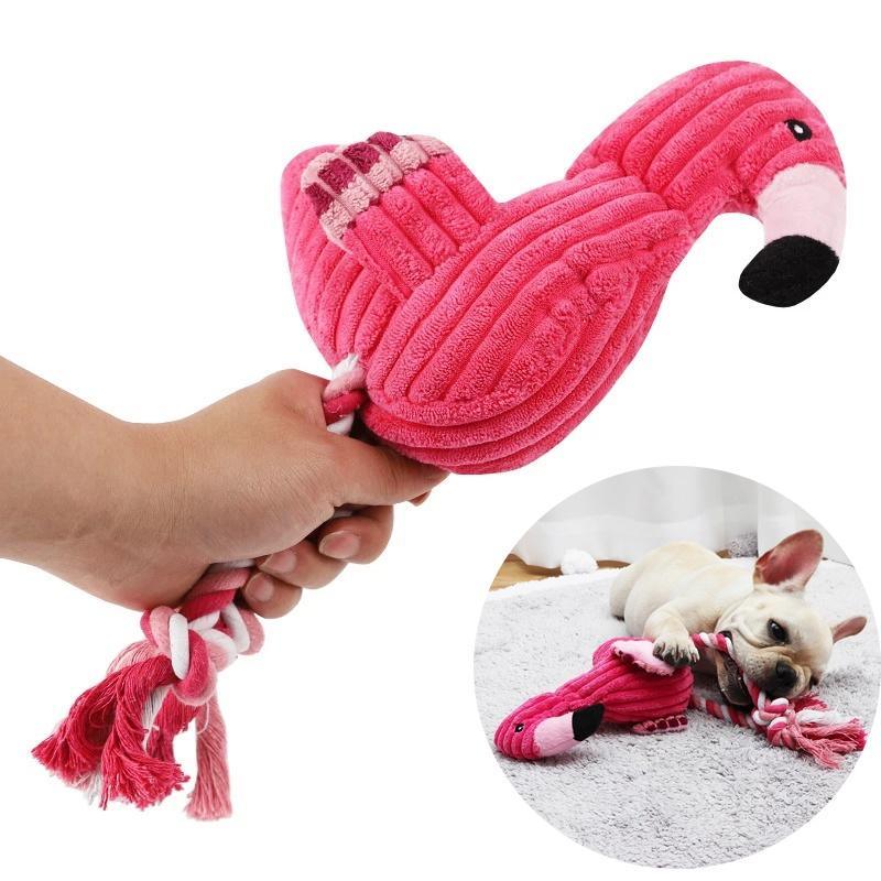 Plush Squeaking Pink Flamingo Dog Chew Toy