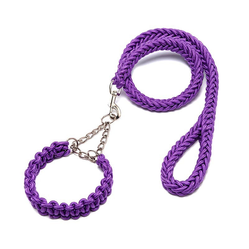 Eight-Strand Braided Collar Leash with Impact Chain for Dogs