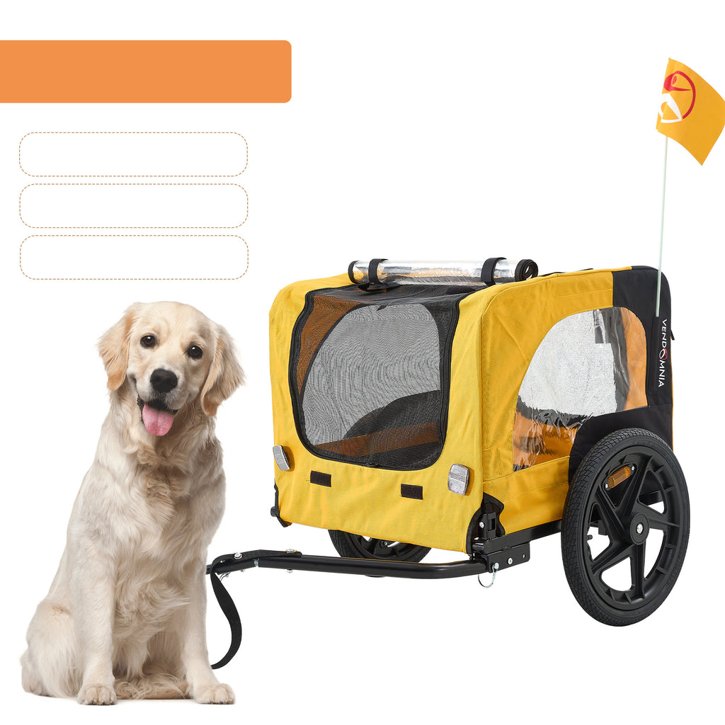 Heavy Duty Bicycle Trailer for Dogs - Yellow
