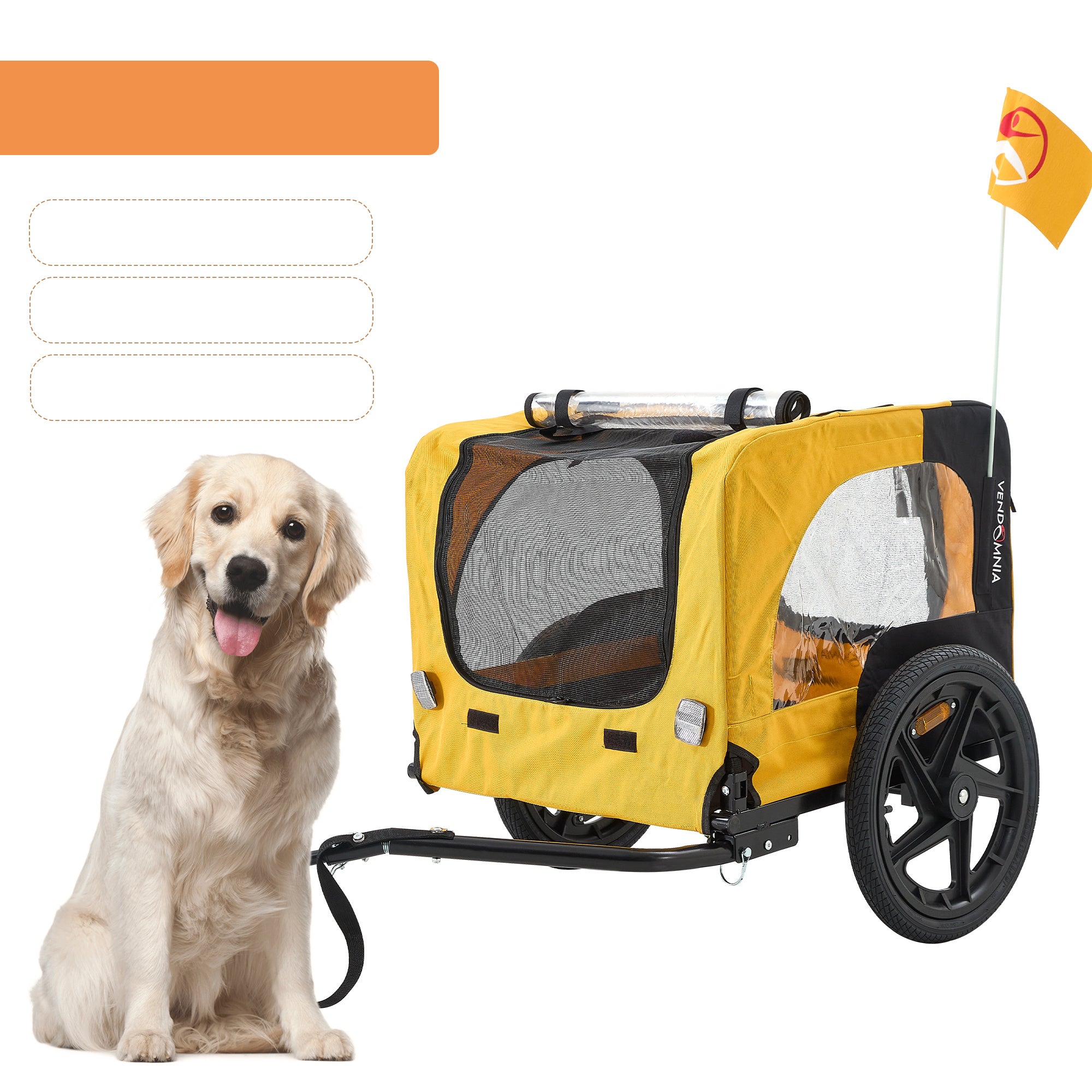 Heavy Duty Bicycle Trailer for Dogs - Yellow