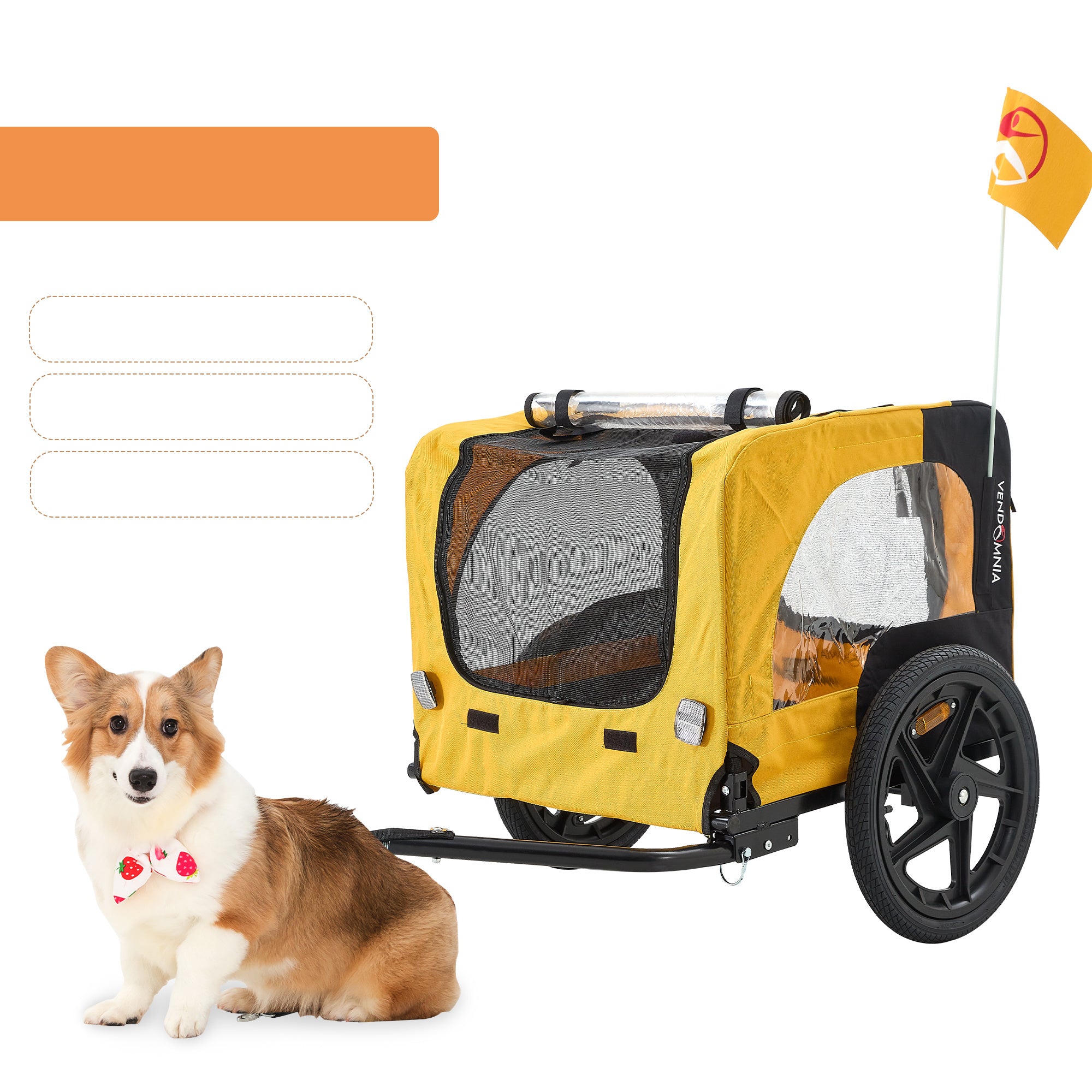 Heavy Duty Bicycle Trailer for Dogs - Yellow