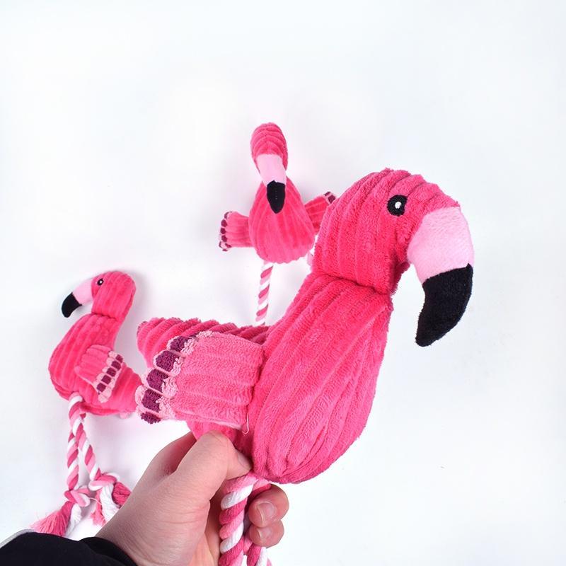 Plush Squeaking Pink Flamingo Dog Chew Toy