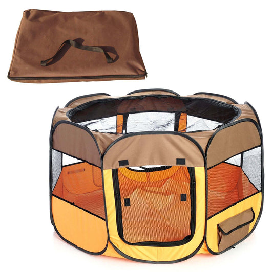 Lightweight Collapsible Dog Playpen - Orange